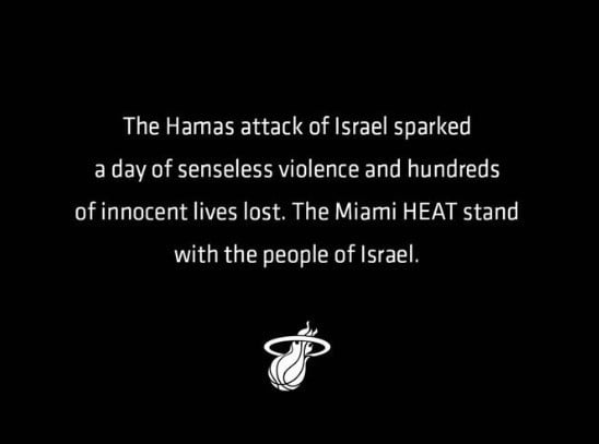 Miami Heat ikut bersimpati dengan Israel (Foto: Instagram)