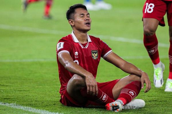 Dimas Drajad mencetak hattrick ke gawang Brunei Darussalam 6-0 pada putaran pertama Kualifikasi Piala Dunia 2026 di Stadion Utama Gelora Bung Karno, Jakarta, Kamis (12/10/2023) malam.  (Foto: PSSI)
