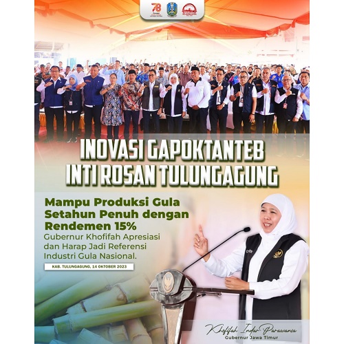 Pemprov Jatim Gapoktan Tebu Gubernur Khofifah apresiasi Gapoktan Tebu Inti Rosan. (Foto: dok Pemprov Jatim)