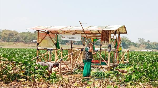 Eceng gondok yang menutupi permukaan air dianggap penganggu. Karena itu, keberadaan JRK yang mengubah eceng gondok menjadi barang bernilai ekonomi, membantu mengatasi masalah lingkungan. (FOTO: ARIF BUDIANTO)
