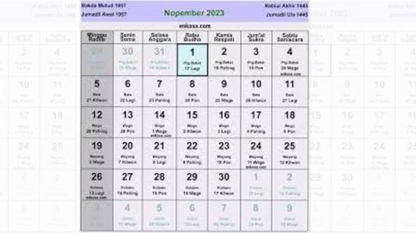 Kalender Jawa November 2023 Lengkap dengan Weton