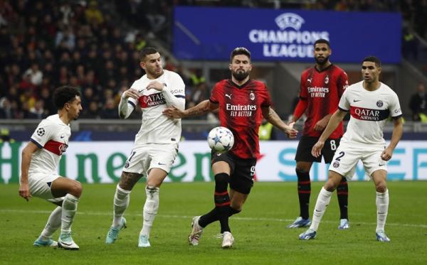 AC milan Giroud AC Milan menang tipis 2-1 lawan PSG di Liga Champions 2023/2024. Gol Olivier Giroud menjadi penentu kemenangan Rossoneri. (foto: REUTERS)