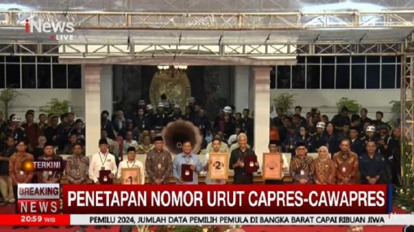 Daftar Nomor Urut Capres-Cawapres Indonesia sejak Pilpres 2004 hingga 2024