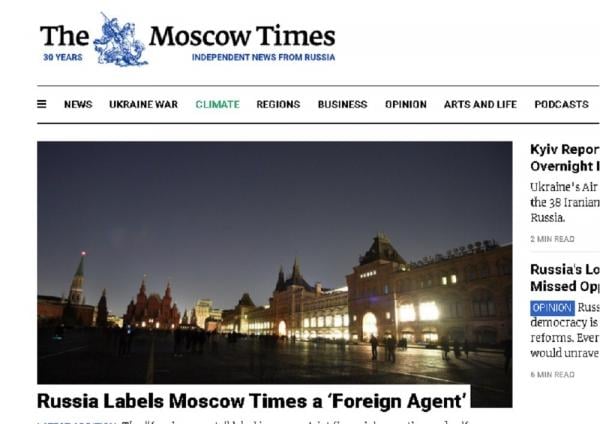 Rusia Tetapkan Surat Kabar The Moscow Times sebagai Agen Asing