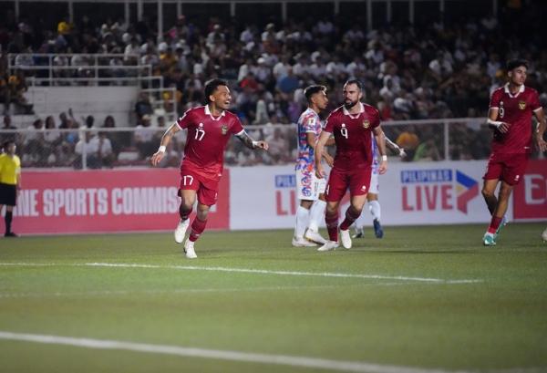 Winger Timnas Indonesia Saddil Ramdani (17) mencet Winger Timnas Indonesia Saddil Ramdani (17) mencetak gol penyeimbang saat menghadapi Filipina pada putaran kedua Kualifikasi Piala Dunia 2026 zona Asia di Rizal Memorial Stadium, Manila, Selasa (21/11/2023). (Foto: PSSI)