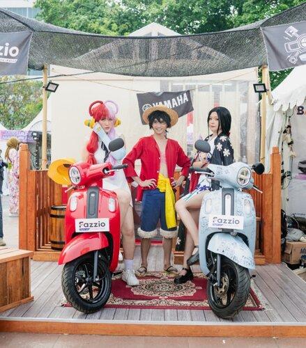 Yamaha menampilkan dua skutik Fazzio Hybrid Connected dengan tema Pirates. (Foto: dok Yamaha)