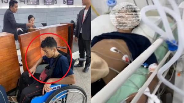 Almarhum Muhammad Abdul Fatah (lingkaran merah) saat dirawat di sebuah rumah sakit di Kamboja. Akibat sakitnya, korban meninggal dunia. (FOTO: iNews/M ANDI ICHSYAN)