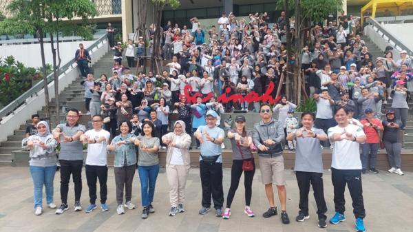 QRIS Fun Zumba Acara QRIS Fun Zumba di Sarinah, Jakarta Pusat, Minggu (26/11/2023). (Foto: Dimas Choirul/MPI)