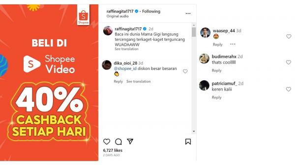 Capture postingan dan komen di Instagram Raffi Ahmad. (Foto: Ist)