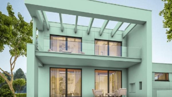 Ilustrasi rumah sehat dengan cat bebas karbon. 