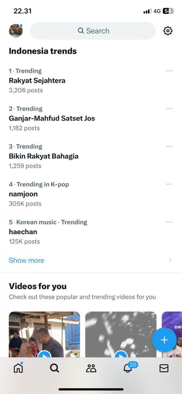 Rakyat Sejahtera dan Ganjar-Mahfud Satset Jos menjadi trending topic (Foto: Ist)