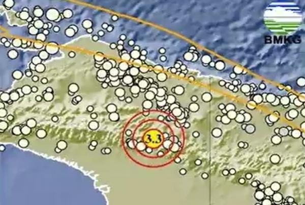 Gempa Terkini M 3,3 Guncang Yahukimo, Berpusat Di Darat