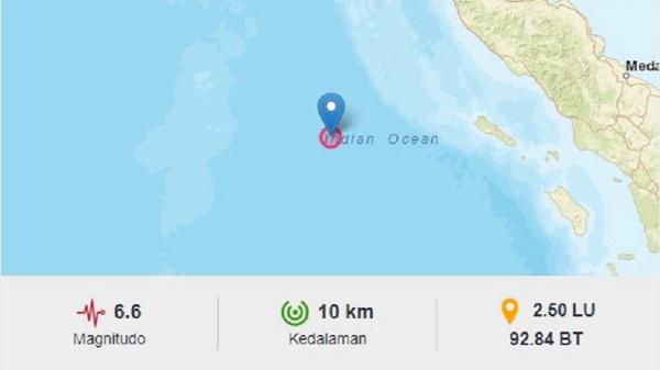 Gempa Terkini Magnitudo 6 6 Guncang Calang Aceh Jaya