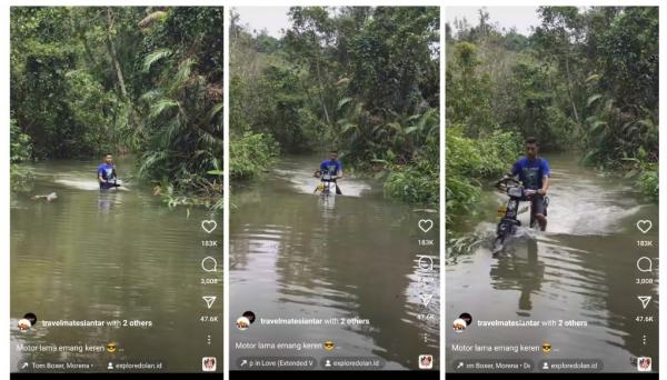 Viral Motor Tua Masih Bisa Jalan walau Sudah Tenggelam di Air, Netizen: The Real Bebek