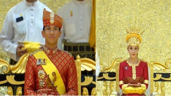 Potret Pangeran Mateen Dan Anisha Rosnah Pakai Baju Adat Serba Merah Di