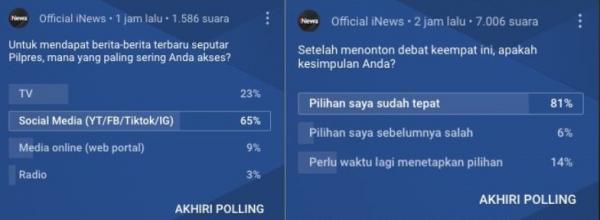 Mahfud MD, Cak Imin dan Gibran saling berpelukan dalam debat cawapres.