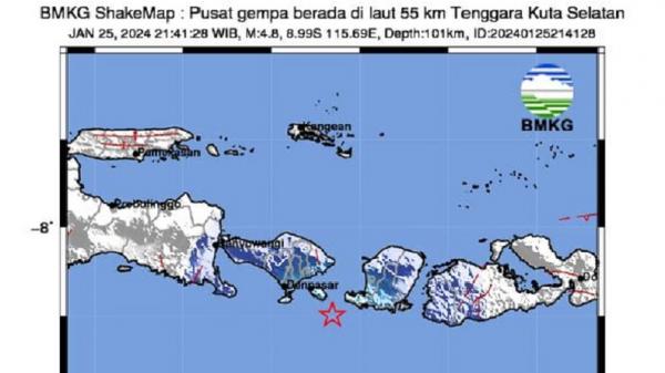 Gempa Bumi M4,8 Guncang Kuta Selatan Bali, Getaran Terasa Sampai Lombok ...