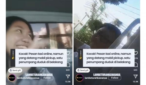 Kocak! Pesan Taksi Online yang Datang Malah Mobil Pickup, Penumpang Duduk di Bak Belakang