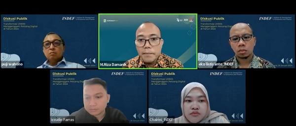 Diskusi Publik Riset INDEF: Peran Platform Digital Terhadap Pengembangan UMKM di Indonesia. (Foto: dok Istimewa)