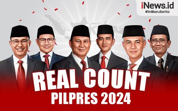Real Count KPU Suara Masuk 76,59%: AMIN 24,33%, Prabowo-Gibran 58,84%, Ganjar-Mahfud 16,83%