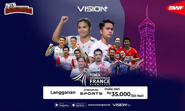 Link Live Streaming French Open 2024 Hari Ini di Vision+: Ada Ginting dan Jojo
