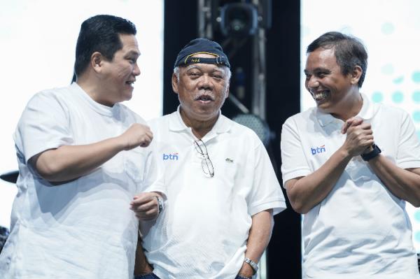 Erick Thohir dan Basuki Hadimuljono Menteri BUMN Erick Thohir dan Menteri PUPR Basuki Hadimuljono hadir dalam acara ‘BTN Anniversary Festival 2024.’ (Foto: dok BTN)