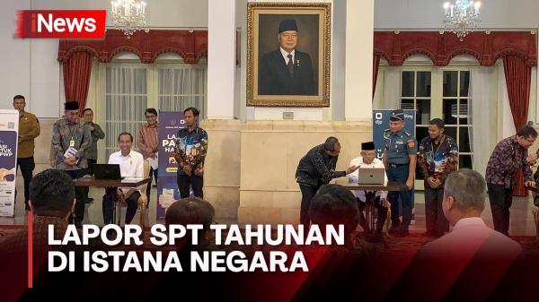 Kompak! Jokowi Bersama Kabinet Indonesia Maju Lapor SPT Tahunan di Istana Negara