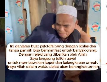 Muadzin tunanetra Muhammad Rifai dan istri harus mendapat hadiah umrah. (Foto: Instagram)