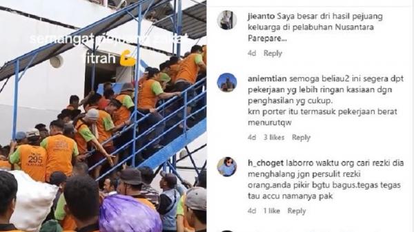 Para porter berlomba-lomba lari saat kapal bersandar di Pelabuhan Nusantara Parepare, viral di media sosial.  (Tangkapan layar video infoparepare)