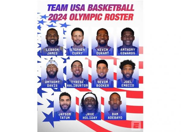 Daftar pemain tim bola basket Amerika Serikat di Olimpiade Paris 2024. (Foto: Instagram @nbaonespn)