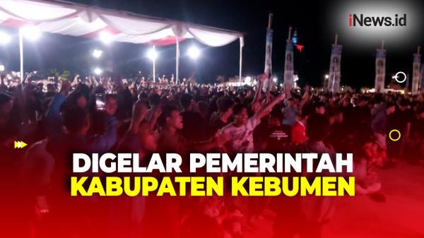 Dihadiri Bupati Kebumen, Serunya Nobar Timnas Indonesia U-23 di Alun-alun Pancasila