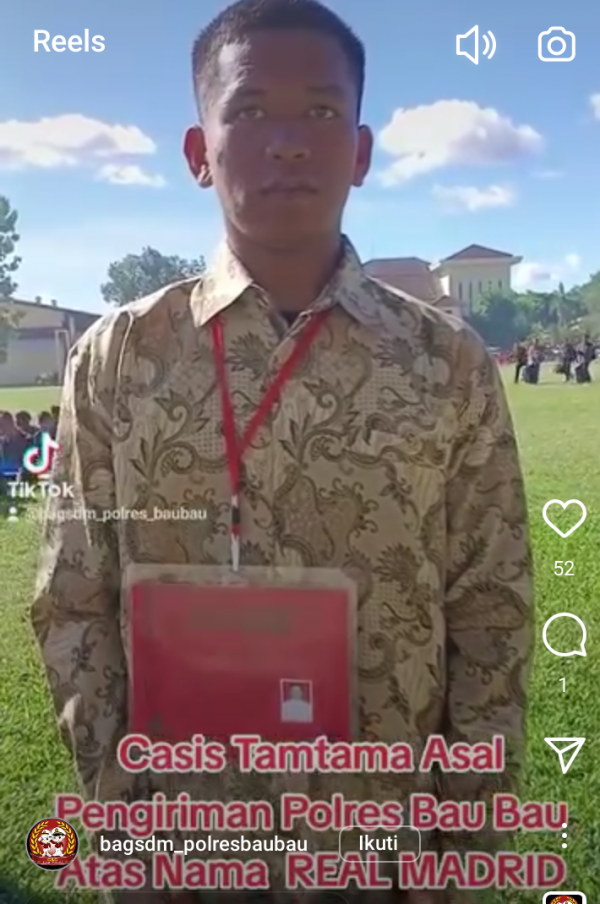 IMG 20240428 093330 Casis tamtama bernama Real Madrid asal pengiriman Polres Baubau viral. (Foto:ist)