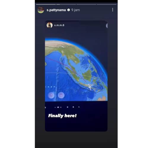 Unggahan Shayne Pattynama di Insta Story pribadinya yang menggambarkan dirinya telah tiba di Bali, Selasa (14/5/2024). (Foto: Instagram @s.pattynama)