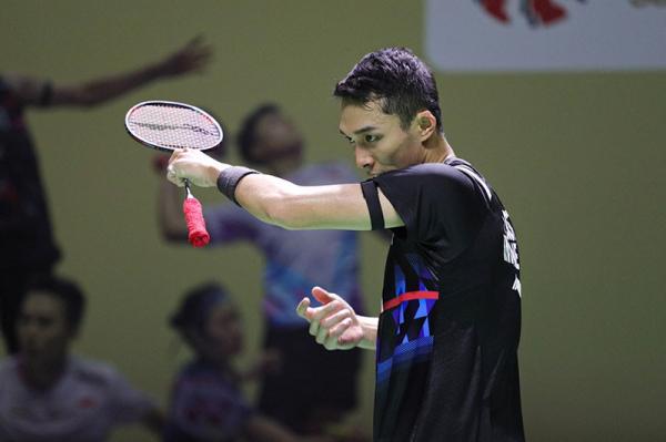 Jonatan Christie tumbang di 32 besar Indonesia Open 2024. (Foto: MPI/Aldhi Chandra)