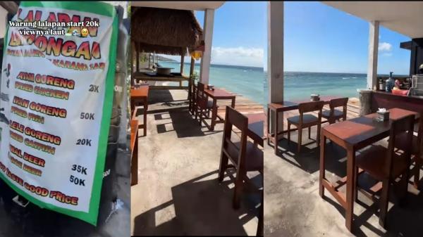 Viral Warung Pecel Lele di Depannya Pemandangan Pantai, Netizen: Pas Sunset Bakal Secantik Apa?