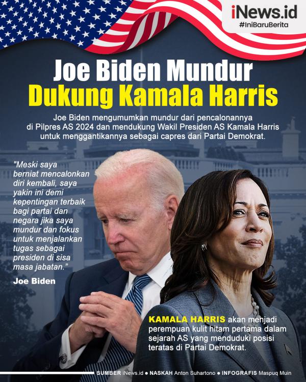 Infografis Joe Biden Mundur dari Pilpres AS, Dukung Kamala Harris