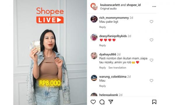Mami Louisse akan memandu sesi live di Shopee Live Mami Louisse akan memandu sesi live di Shopee Live dengan flash sale mobil seharga Rp8 ribu. (Foto: dok Istimewa)
