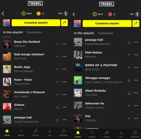 Kumpulan lagu yang paling banyak didownload selama bulan Juli bisa kamu dengar tanpa internet & tanpa bayar selamanya hanya di TREBEL!