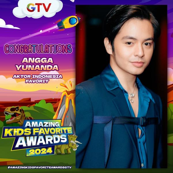 Angga Yunanda berhasil menang sebagai Aktor Terfavorit di Amazing Kids Favorite Awards 2024
