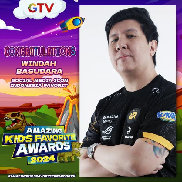 Windah Basudara menang di Amazing Kids Favorite Awards 2024