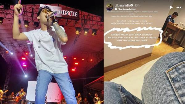 Gilga Sahid lempar mic  di atas panggung dan meminta maaf setelahnya.