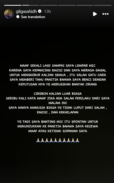 Permintaan maaf Gilga Sahid