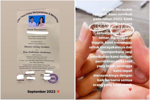 Bukti Stefan dan Ria telah menikah