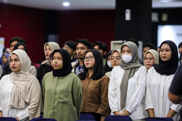 Mahasiswa UPN Veteran Jakarta yang antusias mengikuti gelaran SINDO Goes to Campus. (Foto: iNews Media Group/Aldhi Chandra Setiawan)