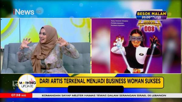 Nadia Stefanie ceritakan momen syuting Saras 008 yang eksis di era 2000-an di Morning Update iNews TV, Rabu (25/9/2024). (Foto: iNews TV)