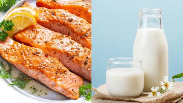 Ikan salmon dan susu Ikan salmon dan susu terbukti mampu meningkatkan imunitas tubuh anak. (Foto: iStock)