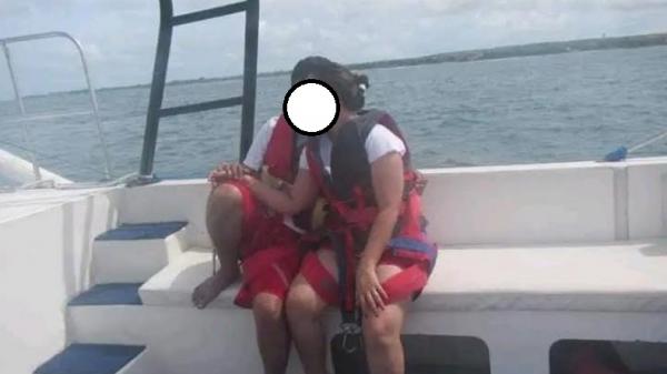 Tangkapan layar foto viral diduga Bupati Nias Barat Khenoki Waruwu dengan Kepala Dinas Pariwisata April Imelda Juita Hia. (Foto: Facebook)