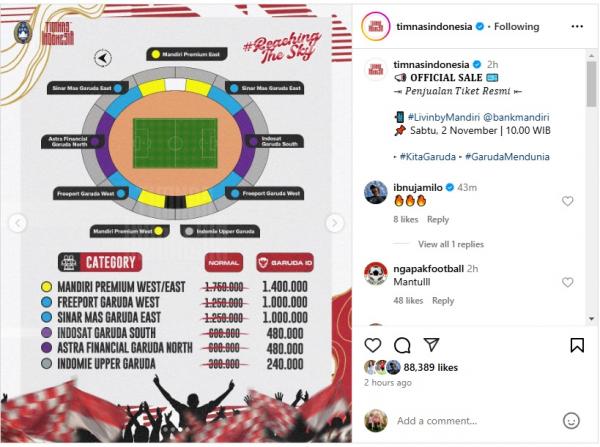Harga Tiket Timnas Indonesia Harga Tiket Timnas Indonesia
