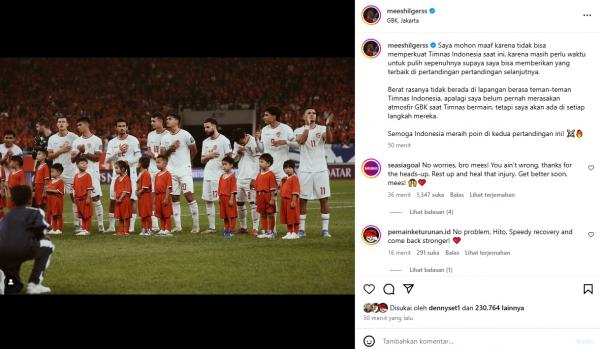 Mees Hilgers Mees Hilgers mengutarakan isi hatinya usai tak bisa membela Timnas Indonesia vs Jepang dan Arab Saudi. (Foto: Instagram Mees Hilgers)
