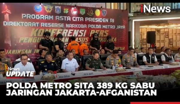 Polda Metro Jaya Bongkar Peredaran 389 Kg Sabu Jaringan Afghanistan-Jakarta